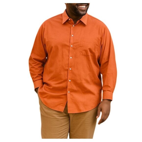 Covington Mens Button-Up Shirt 18-18.5 34/35 Big Tall Fit Orange Long Sleeve - Picture 1 of 7